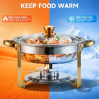 4 Pack 6QT Stainless Steel Chafing Dish Buffet Warmers with Lid & Holders, alternate view 6