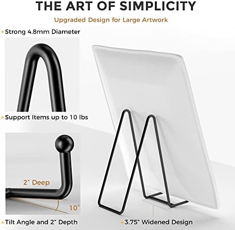 4 Pack 8 Inch Large Plate Stands for Display - Holder Stand + Metal Frame for Picture, Book, Decorative Platter, alternate