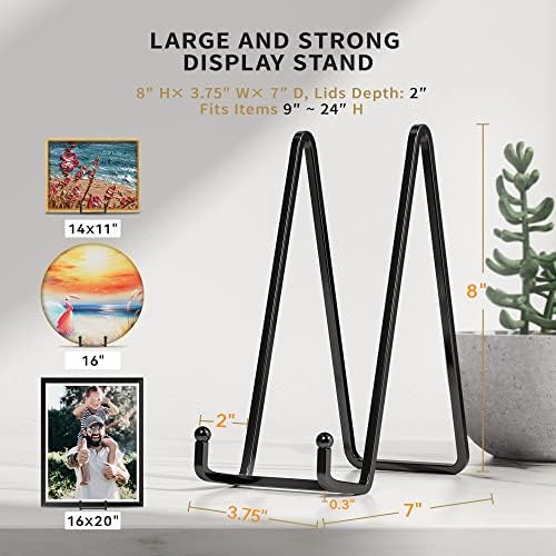 4 Pack 8 Inch Large Plate Stands for Display - Metal Square Wire Plate Holder Display Stand + Picture Stand for, alternate