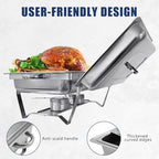 4 Pack 8 Qt Full Size Stainless Steel Chafing Dishes Buffet Set, Silver Rectangular Catering Chafer Warmer Set, alternate