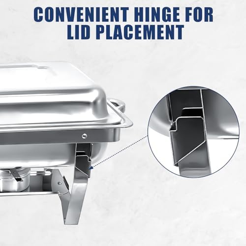 4 Pack 8 Qt Full Size Stainless Steel Chafing Dishes Buffet Set, Silver Rectangular Catering Chafer Warmer Set, alternate