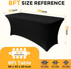 4 Pack 8FT Rectangular Spandex Tablecloth, Wrinkle Resistant Fitted Cover for 96x30 inch Banquet Table Cloth, alternate view