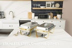 4 Pack 8QT Chafing Dish Full Set - Stainless Steel Catering Chafer with Lids, Pans & Fuel Holders - Buffet Food, alternate