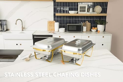 4 Pack 8QT Chafing Dish Full Set - Stainless Steel Catering Chafer with Lids, Pans & Fuel Holders - Buffet Food, alternate