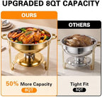 4 Pack 8QT Gold Chafing Dishes for Buffet, Food Warmers for Parties in Gold, alternate view 3