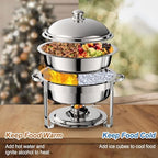 4 Pack 8QT Round Chafing Dish for Buffet Set with Lids, Silver in Silver, alternate view 5