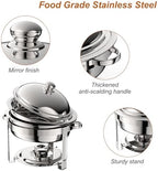 4 Pack 8QT Round Chafing Dish for Buffet Set with Lids, Silver in Silver, alternate view 6