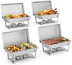 4-Pack 9.5QT Stainless Steel Chafing Dishes for Buffet, Silver in Silver-mixed Pack