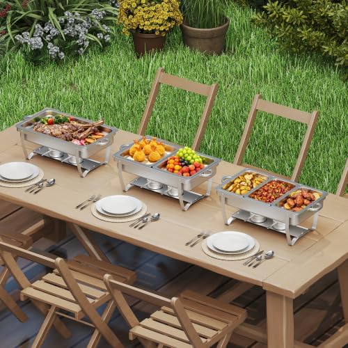 4-Pack 9.5QT Stainless Steel Chafing Dishes for Buffet, Silver in Silver-mixed Pack, alternate view 2