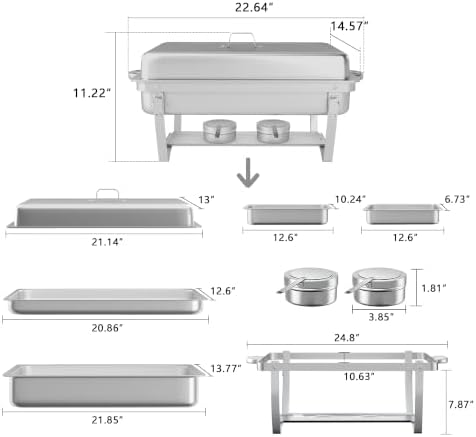 4-Pack 9.5QT Stainless Steel Chafing Dishes for Buffet, Silver in Silver-mixed Pack, alternate view 3