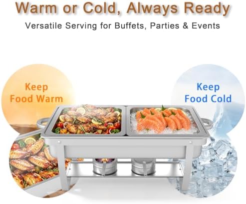 4-Pack 9.5QT Stainless Steel Chafing Dishes for Buffet, Silver in Silver-mixed Pack, alternate view 6