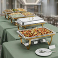 4 Pack 9QT Chafing Dishes for Buffet, Chafing Dish Full Set for Buffet in Silver & Gold- Square -4 Pack