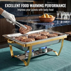 4 Pack 9QT Chafing Dishes for Buffet, Chafing Dish Full Set for Buffet in Silver & Gold- Square -4 Pack, alternate view 2