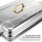 4 Pack 9QT Chafing Dishes for Buffet, Chafing Dish Full Set for Buffet in Silver & Gold- Square -4 Pack, alternate view 5