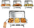 4 Pack 9QT Rectangular Chafing Dishes for Buffet, 7 Multi-Size Pans, Silver in Silver