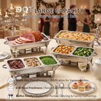 4 Pack 9QT Rectangular Chafing Dishes for Buffet, 7 Multi-Size Pans, Silver in Silver, alternate view 4