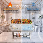 4 Pack 9QT Rectangular Chafing Dishes for Buffet, Full Size Pans, Silver in Silver, alternate view 3