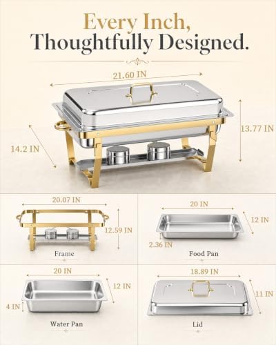 4 Pack 9QT Rectangular Chafing Dishes for Party Buffet Warmers with Lid, alternate view 2