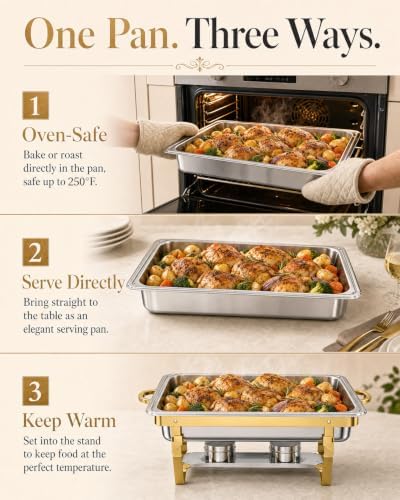 4 Pack 9QT Rectangular Chafing Dishes for Party Buffet Warmers with Lid, alternate view 4