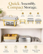 4 Pack 9QT Rectangular Chafing Dishes for Party Buffet Warmers with Lid, alternate view 7