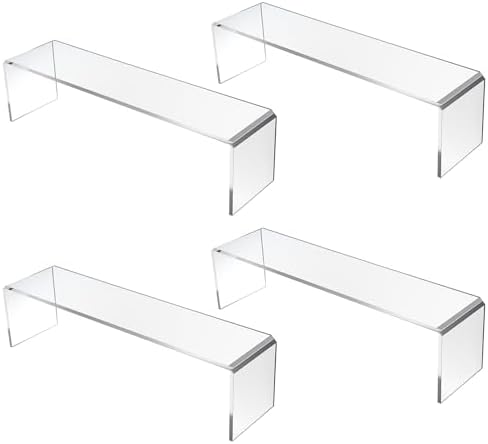 4 Pack Acrylic Risers Display Stands, Acrylic Shelf Riser Display Risers, Spice Rack for Dishes, Spices, Soda