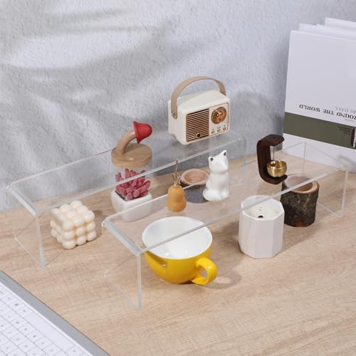 4 Pack Acrylic Risers Display Stands, Acrylic Shelf Riser Display Risers, Spice Rack for Dishes, Spices, Soda, alternate view