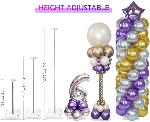 4-Pack Adjustable Metal Balloon Column Stands with Ground Stakes, alternate view 2