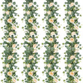 4 Pack Artificial Eucalyptus Flower Garland with Champagne Roses