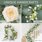 4 Pack Artificial Eucalyptus Flower Garland with Champagne Roses, alternate view 5
