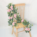 4 Pack Artificial Eucalyptus Flower Garland with Pink Roses, alternate view 6