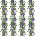 4 Pack Artificial Eucalyptus Flower Garland with Purple Roses