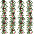 4 Pack Artificial Eucalyptus Flower Garland with Red Pink Roses