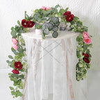 4 Pack Artificial Eucalyptus Flower Garland with Red Pink Roses, alternate view 6