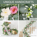 4 Pack Artificial Eucalyptus Flower Garland with White Pink Roses, alternate view 5