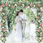4 Pack Artificial Eucalyptus Flower Garland with White Pink Roses, alternate view 6