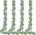 4 Pack Artificial Eucalyptus Garland Eucalyptus Leaves Vines Greenery Garland Faux Silver Dollar Eucalyptus