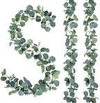 4 Pack Artificial Eucalyptus Garland Greenery Leaves Handmade 3D Silk Vines Silver Dollar Leaves Faux Leaf