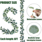 4 Pack Artificial Eucalyptus Garland Greenery Leaves Handmade 3D Silk Vines Silver Dollar Leaves Faux Leaf, alternate view 6