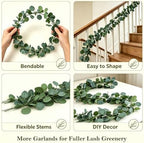 4 Pack Artificial Eucalyptus Garland Hanging Greenery Decor 6.9FT, alternate view 3