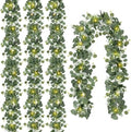 4 Pack Artificial Eucalyptus Garland with Lights, 6FT Artificial Greenery Summer Garlands, Battery Operated Twig