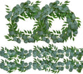 4 Pack Artificial Eucalyptus Garland with Willow Leaves Each 6.5 Feet Fake Greenery Garland Vine for Table