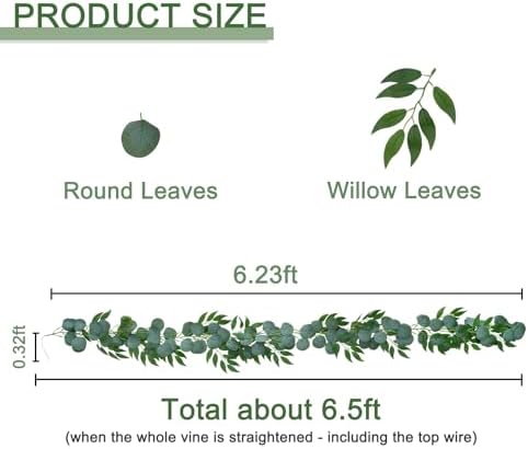 4 Pack Artificial Eucalyptus Garland with Willow Leaves Each 6.5 Feet Fake Greenery Garland Vine for Table, alternate view 3