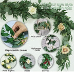 4 Pack Artificial Eucalyptus Garland with Willow Leaves Each 6.5 Feet Fake Greenery Garland Vine for Table, alternate view 5