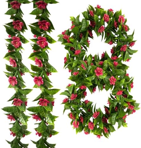 4 Pack Artificial Flower Garland, 5.6 FT Camellia Vine for Wedding Arch