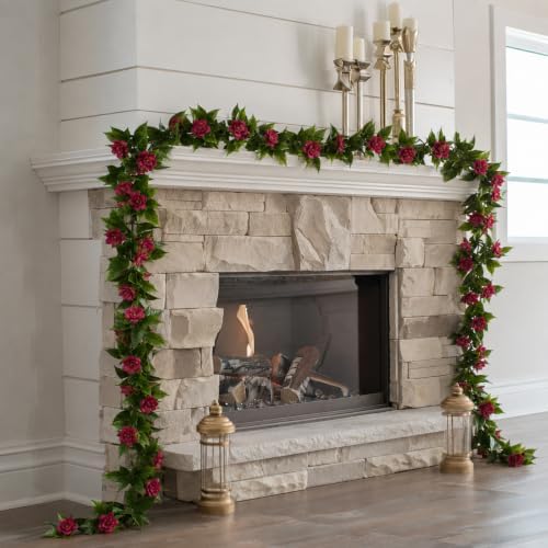 4 Pack Artificial Flower Garland, 5.6 FT Camellia Vine for Wedding Arch, alternate view 6