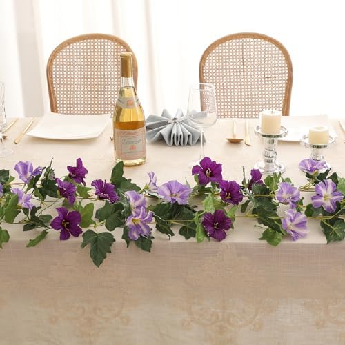 4 Pack Artificial Flower Garlands 15.8FT Fake Morning Glory Vines Silk Flowers Hanging Garland Ivy for Wedding, alternate