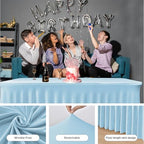 4 Pack Baby Blue Spandex Table Covers 4ft Rectangle Ruffle Skirts for Party, alternate view 6