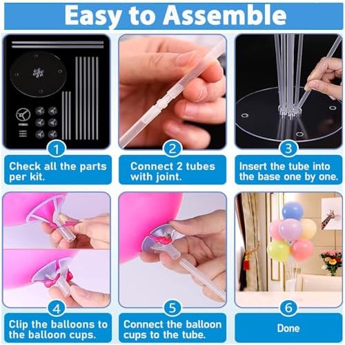 4 Pack Balloon Stand Kit For Table, Balloon Sticks with Bases in Clear, alternate view 4