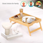 4 Pack Bamboo Bed Tray Table with Folding Legs, Breakfast Trays, Serving Tray for Food and Snack, Laptop Trays, alternate