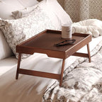 4 Pack Bamboo Bed Tray Table with Folding Legs, Breakfast Trays, Serving Tray for Food and Snack, Laptop Trays, alternate